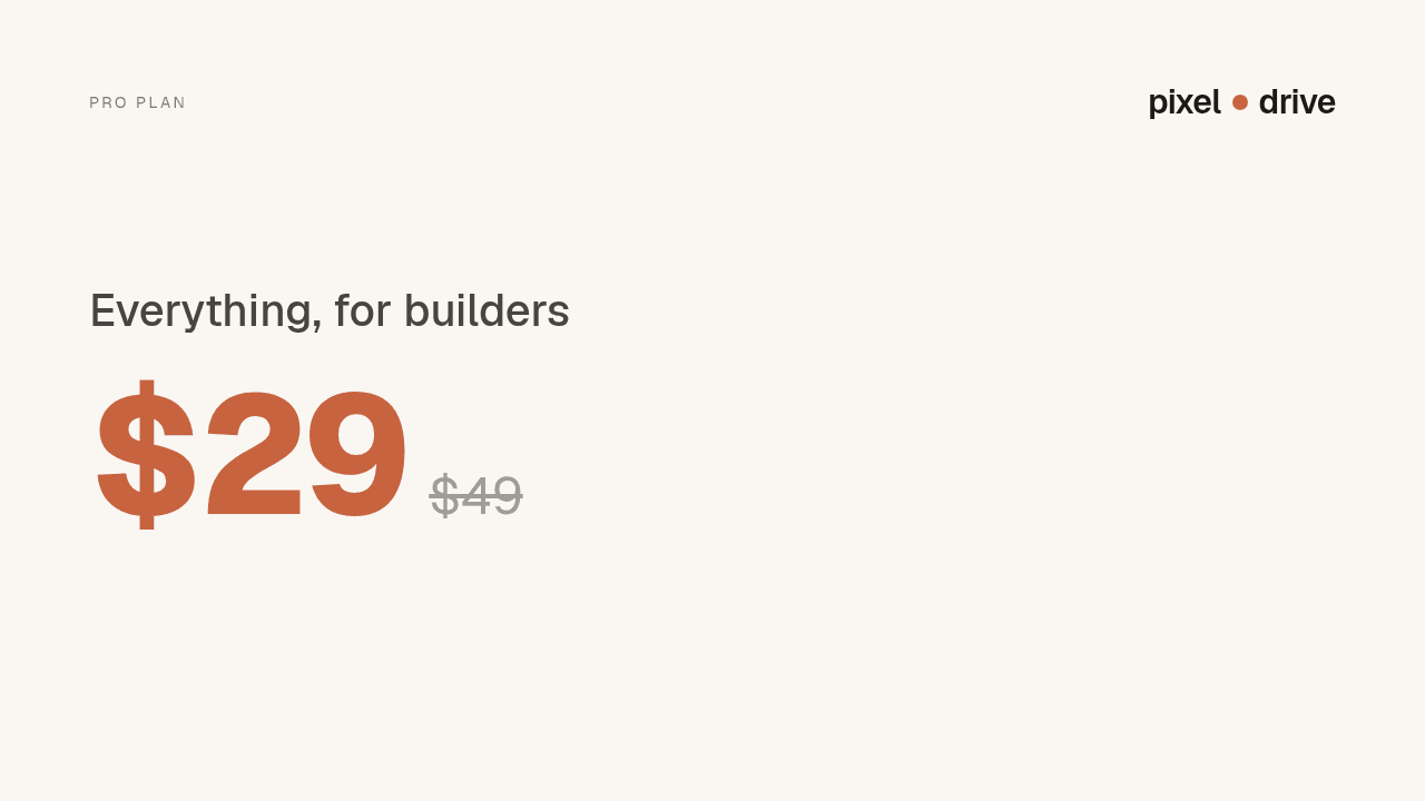 PixelDrive Pricing render